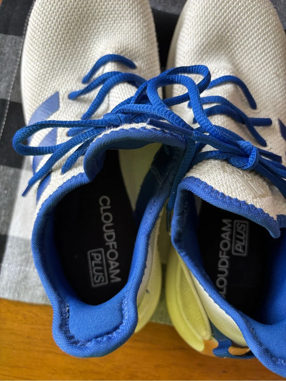adidas Kids White Sneakers with Blue Stripes and Laces